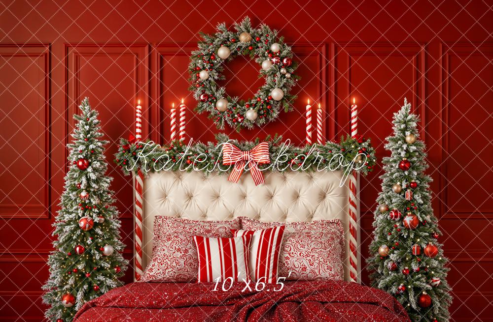 Kate Christmas Headboard Candy Cane Red Backdrop Designed by Emetselch -UK