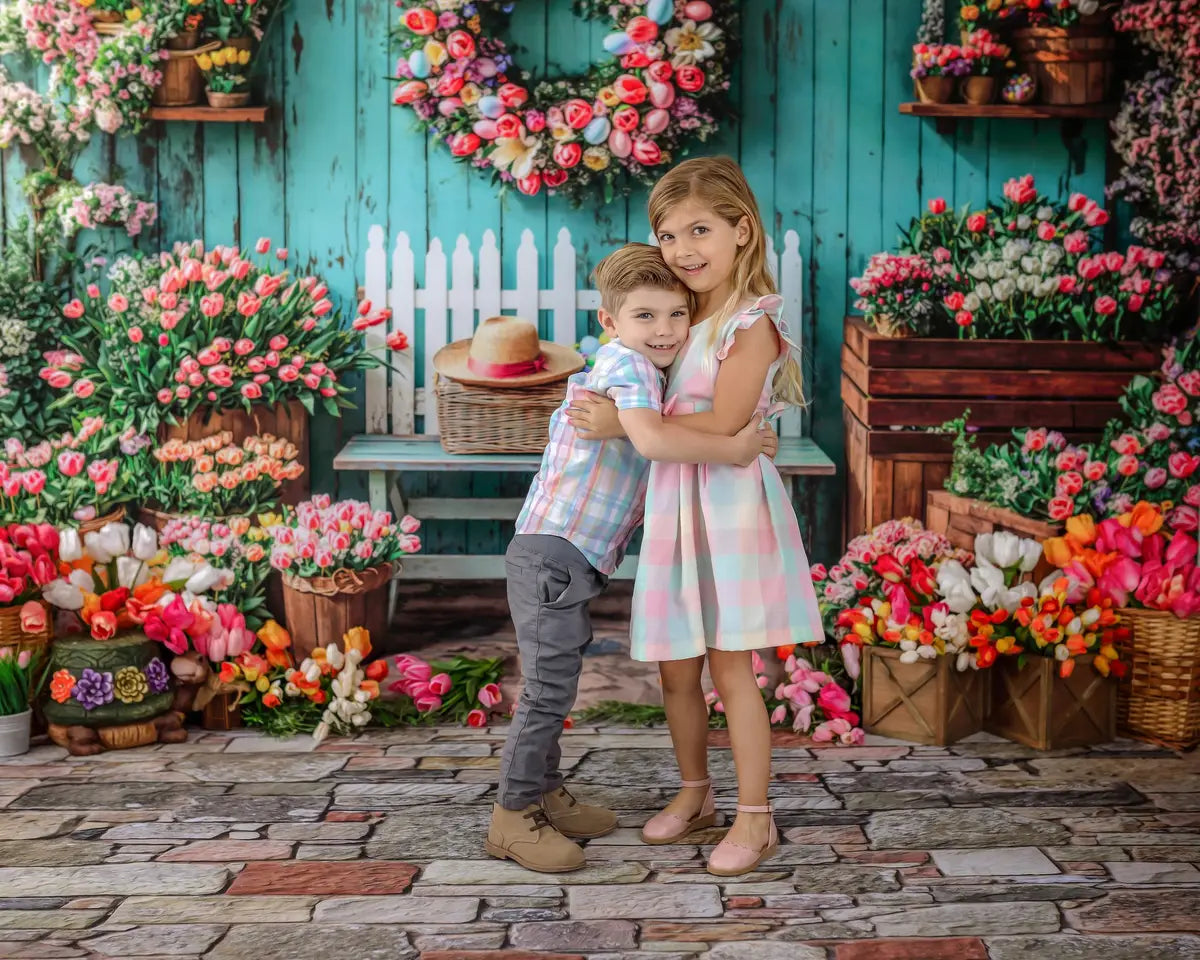 Kate Spring Floral Easter Wreath Backdrop Designed by Emetselch -UK