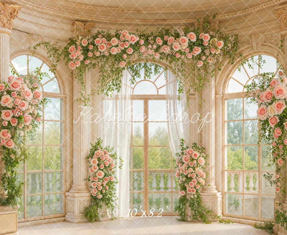 Kate Garland Pink Roses Window Columns Backdrop Designed by Emetselch -UK