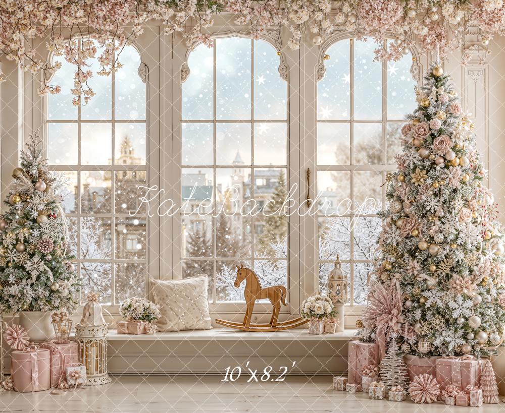 Kate Christmas Trees Window Snow Backdrop Designed by Emetselch -UK