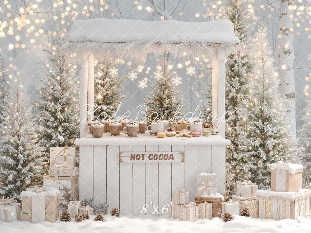 Kate Winter Hot Cocoa Stand Snowy Gifts Backdrop Designed by Emetselch