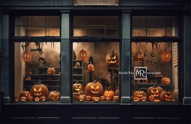 Kate Halloween Pumpkin Shoppe Storefront Backdrop Designed by Mandy Ringe Photography -UK