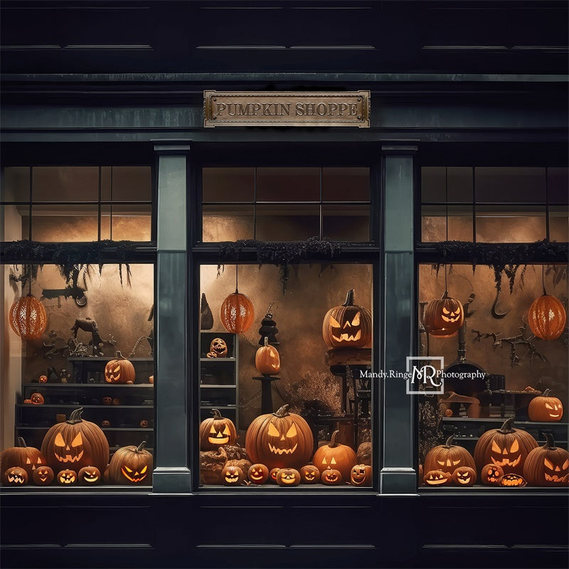 Kate Halloween Pumpkin Shoppe Storefront Backdrop Designed by Mandy Ringe Photography -UK