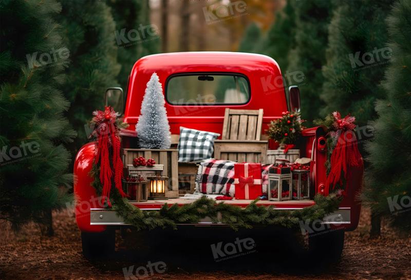 Kate Christmas Red Truck Backdrop for Photography -UK