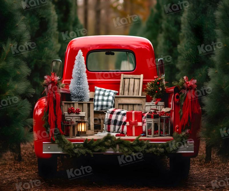 Kate Christmas Red Truck Backdrop for Photography -UK