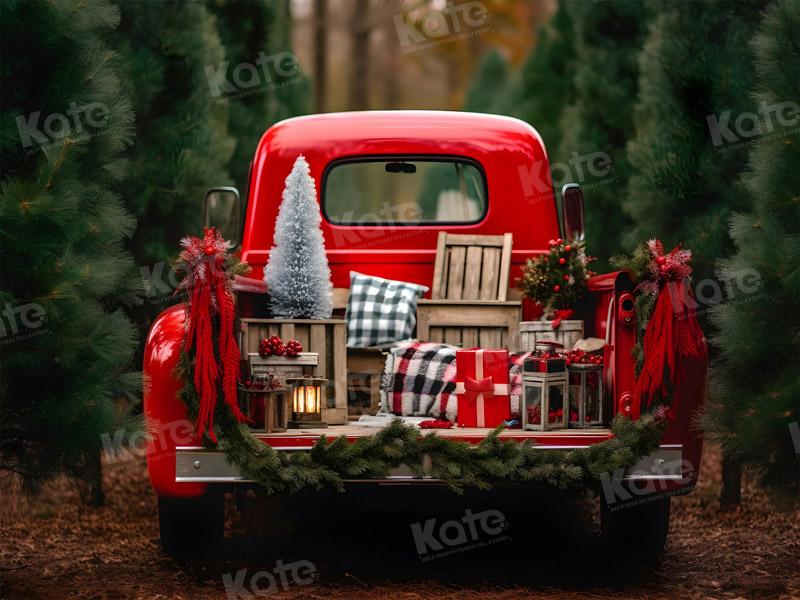 Kate Christmas Red Truck Backdrop for Photography -UK