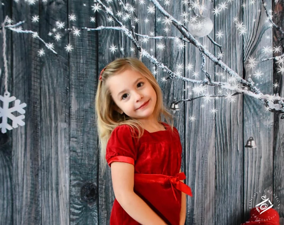 Kate Snowflake Outdoor Decoration Gray Wooden Background for Christmas Photography - Kate backdrop UK