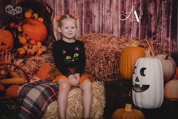 Kate Halloween Autumn Pumpkin Grass Pile Farm Backdrop Photography -UK