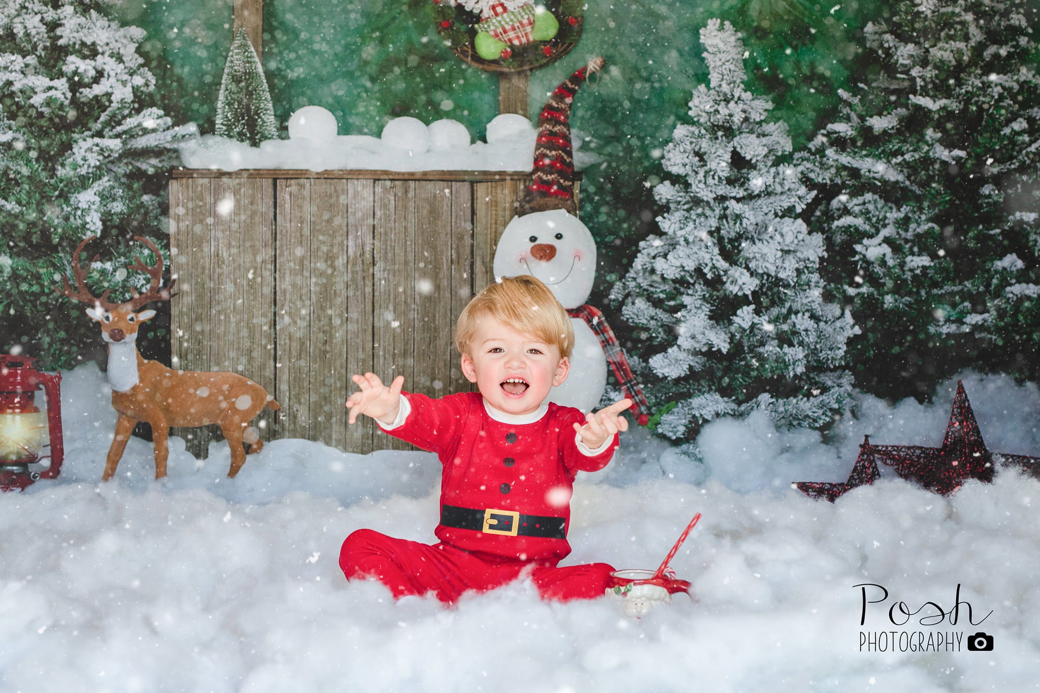 Kate Winter Christmas Backdrop with Snowman for Portrait Designed by Jia Chan Photography -UK