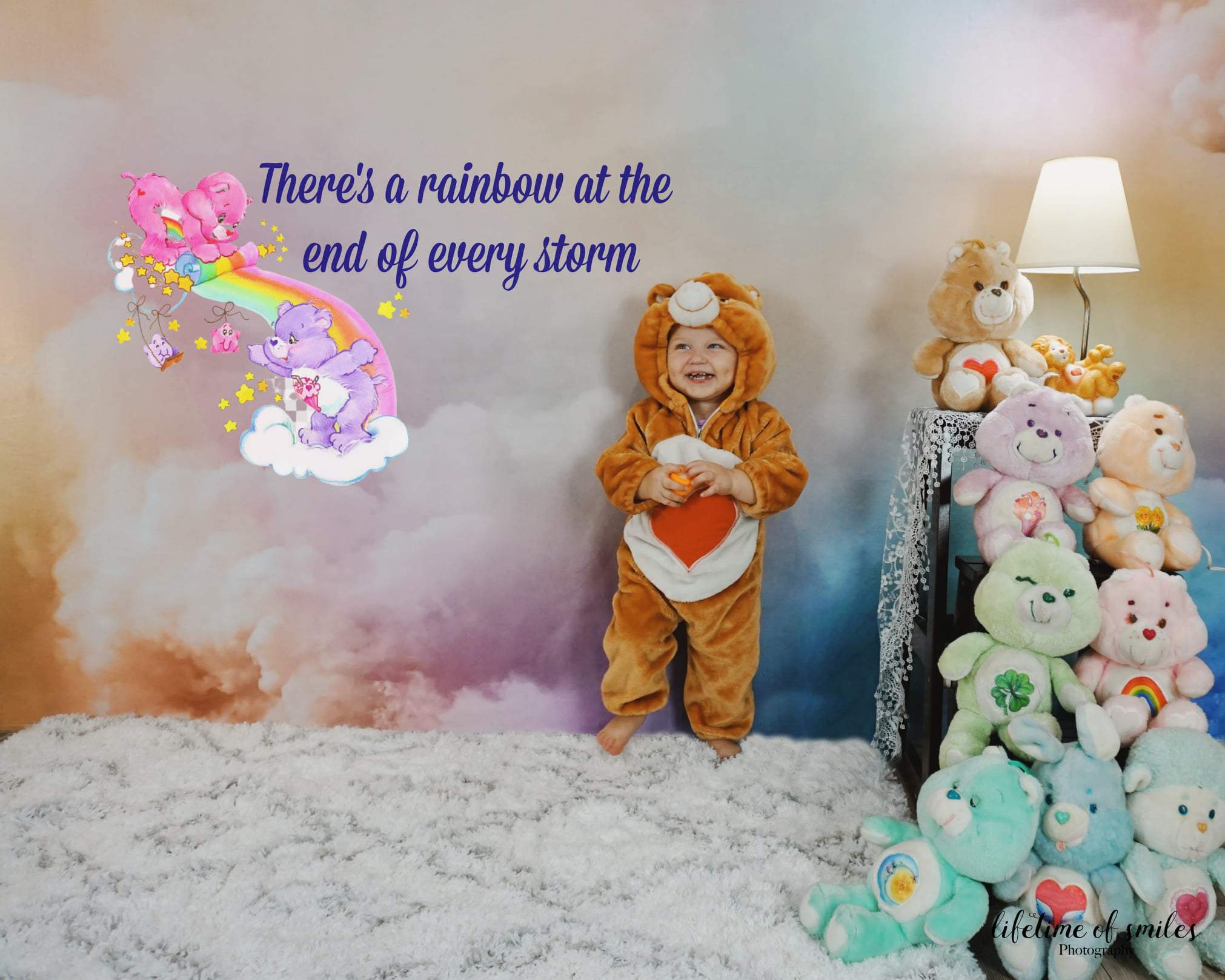 Kate Cake Smash Backdrop Rainbow Clounds Designed by Chain Photography -UK