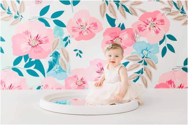 Kate Retro Spring Flowers Backdrop for Photography Designed by JFCC -UK