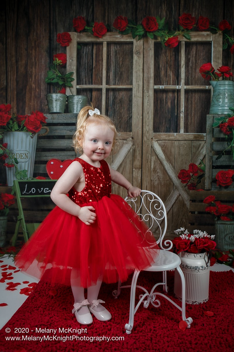 Kate Valentine's Day Rose Wood Door Backdrop Designed by Emetselch -UK