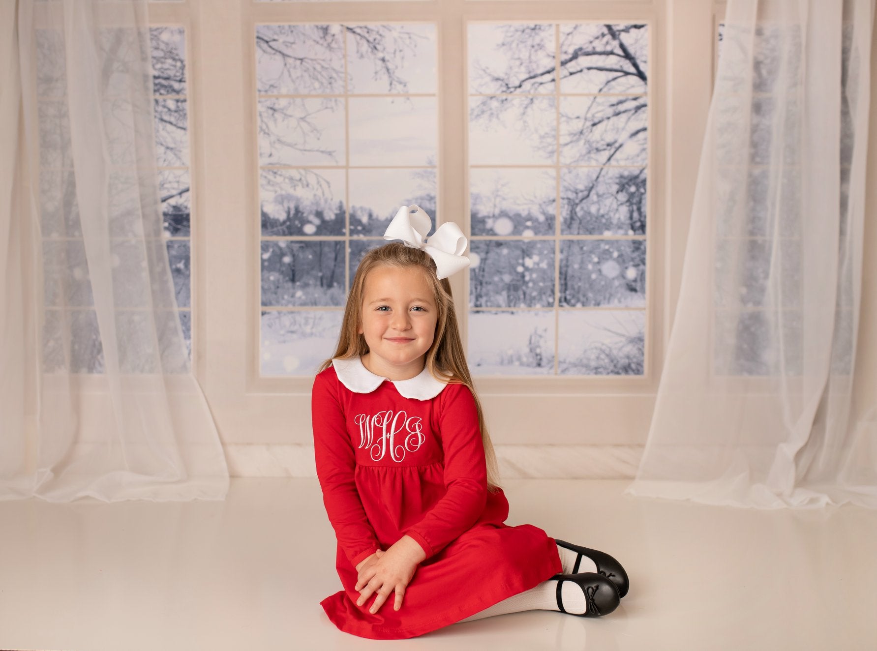 Kate Window Backdrop Winter Snow Garden Designed by Emetselch -UK