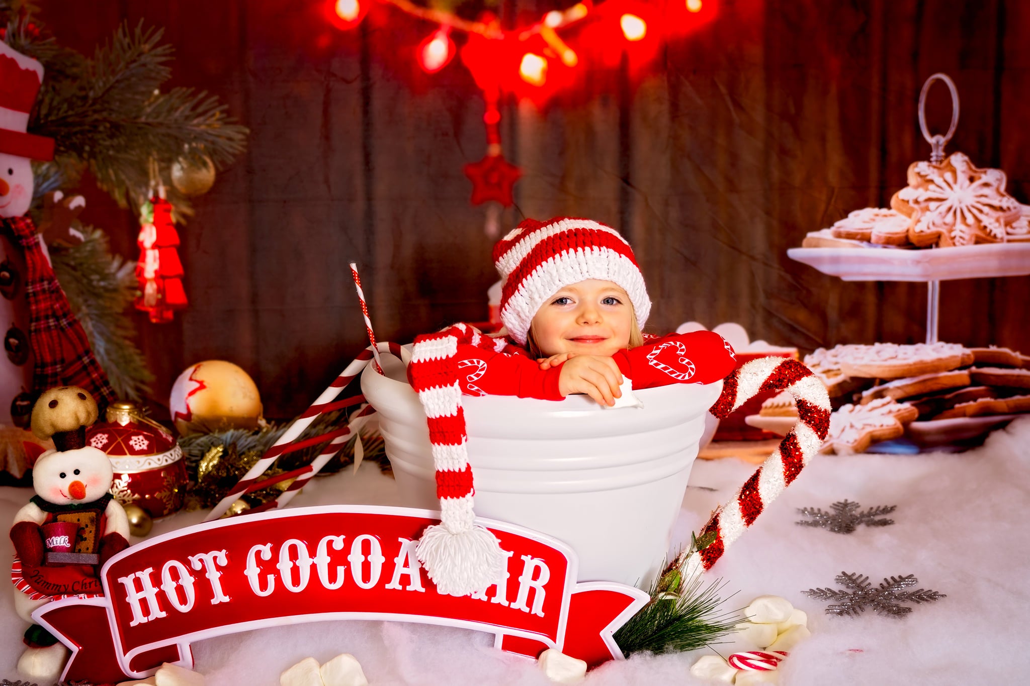 Kate Christmas Cookies Wood Hot Cocoa Backdrop for Photography -UK