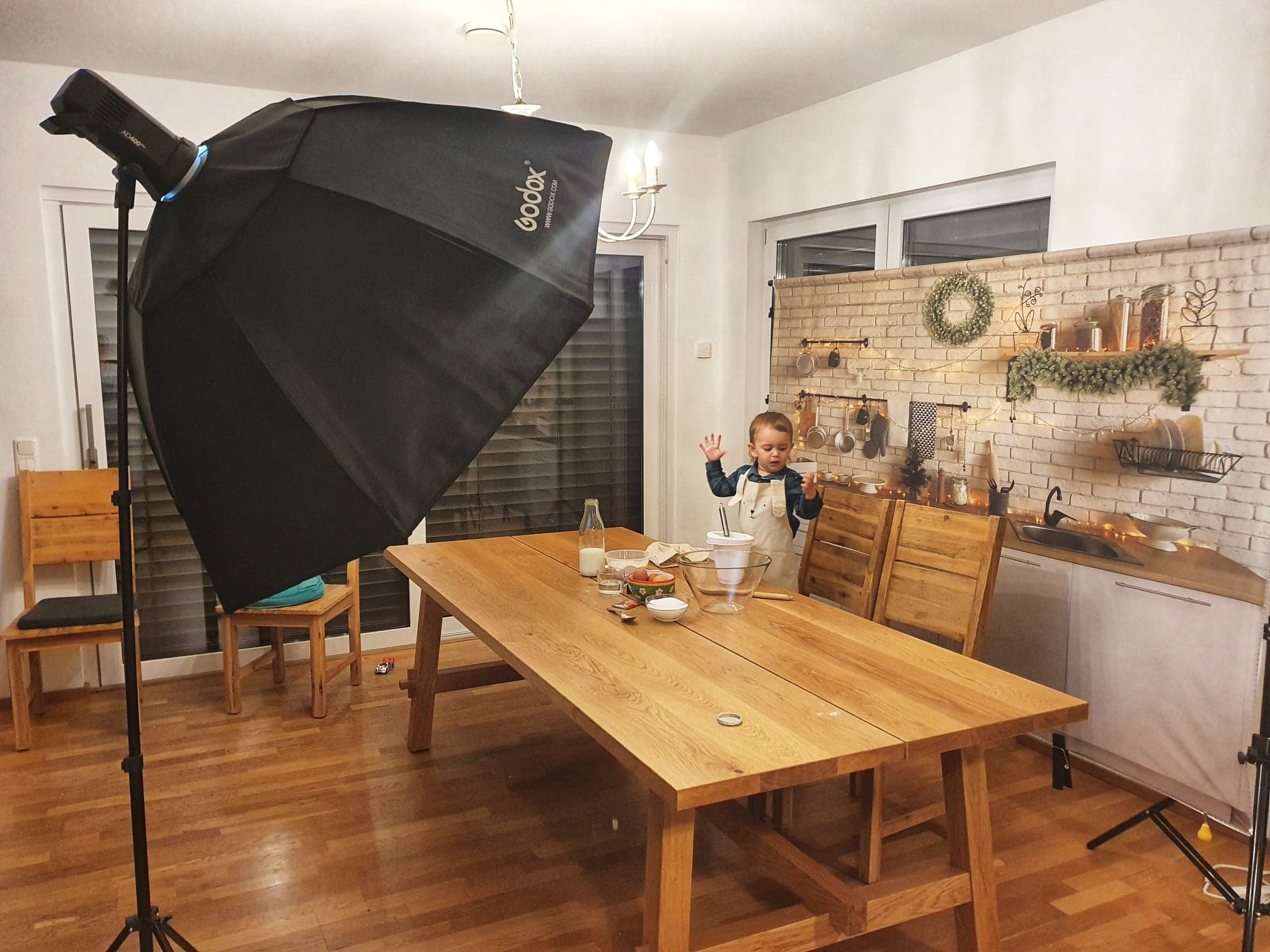 Kate White Wall Christmas Kitchen Backdrop Designed By Jerry_Sina -UK