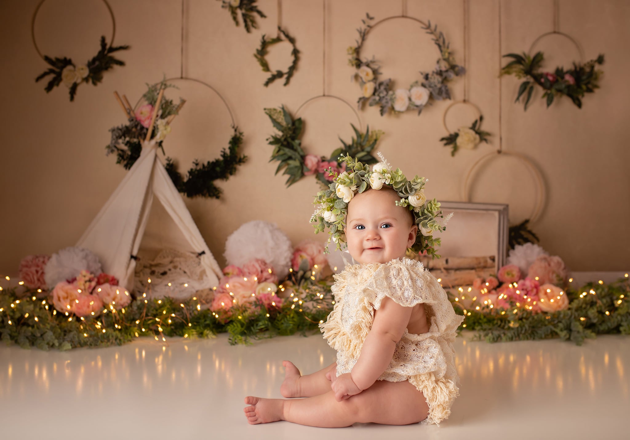 Kate Spring Flowers Camping Children Backdrop Designed by Mandy Ringe Photography