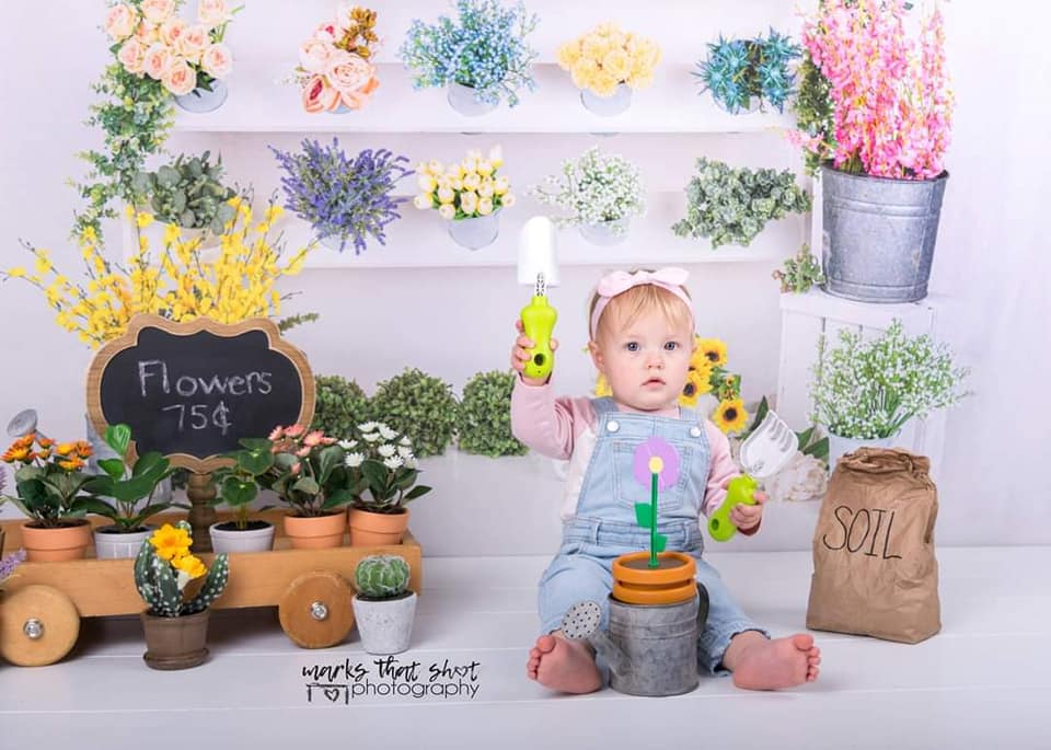 Kate Flowers Shop Spring Backdrop Designed By Moements Photography -UK