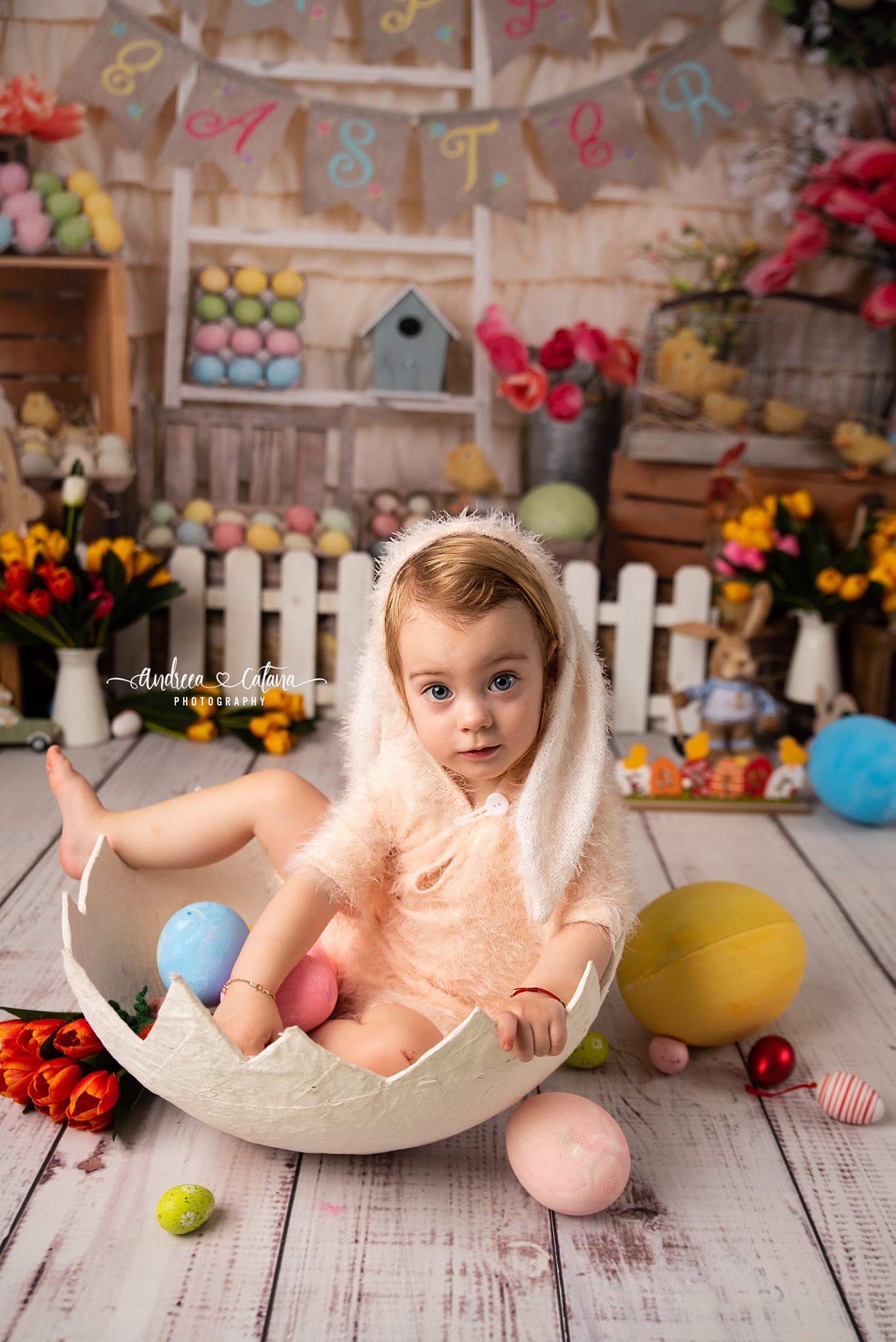 Kate Colorful Eggs Happy Easter Backdrop  Studios