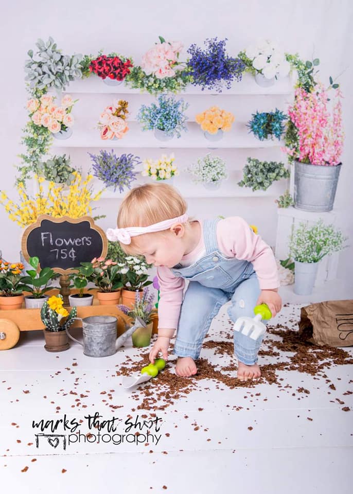 Kate Flowers Shop Spring Backdrop Designed By Moements Photography -UK