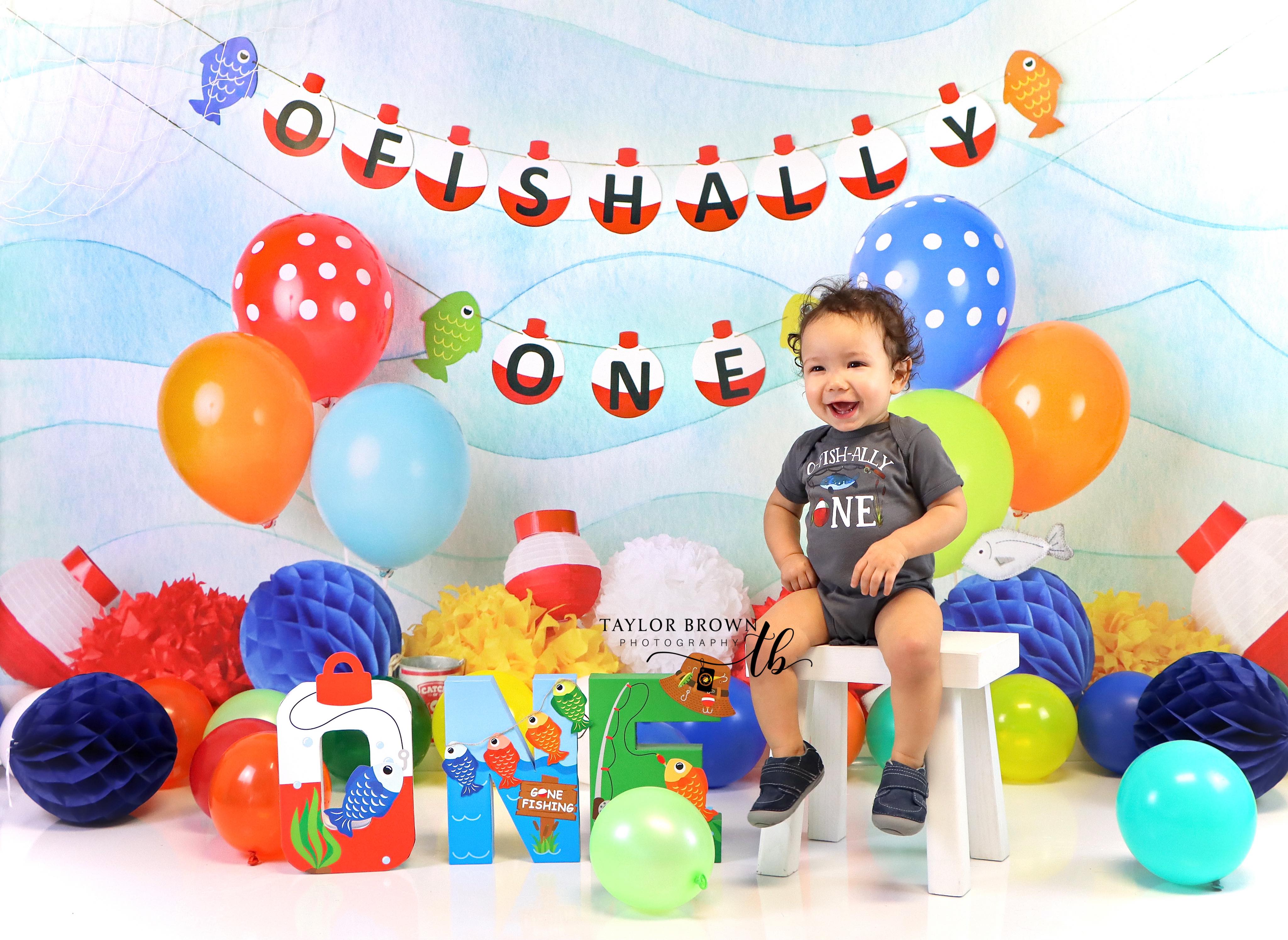 Kate Fishing 1st Birthday Backdrop Designed by Mandy Ringe Photography -UK