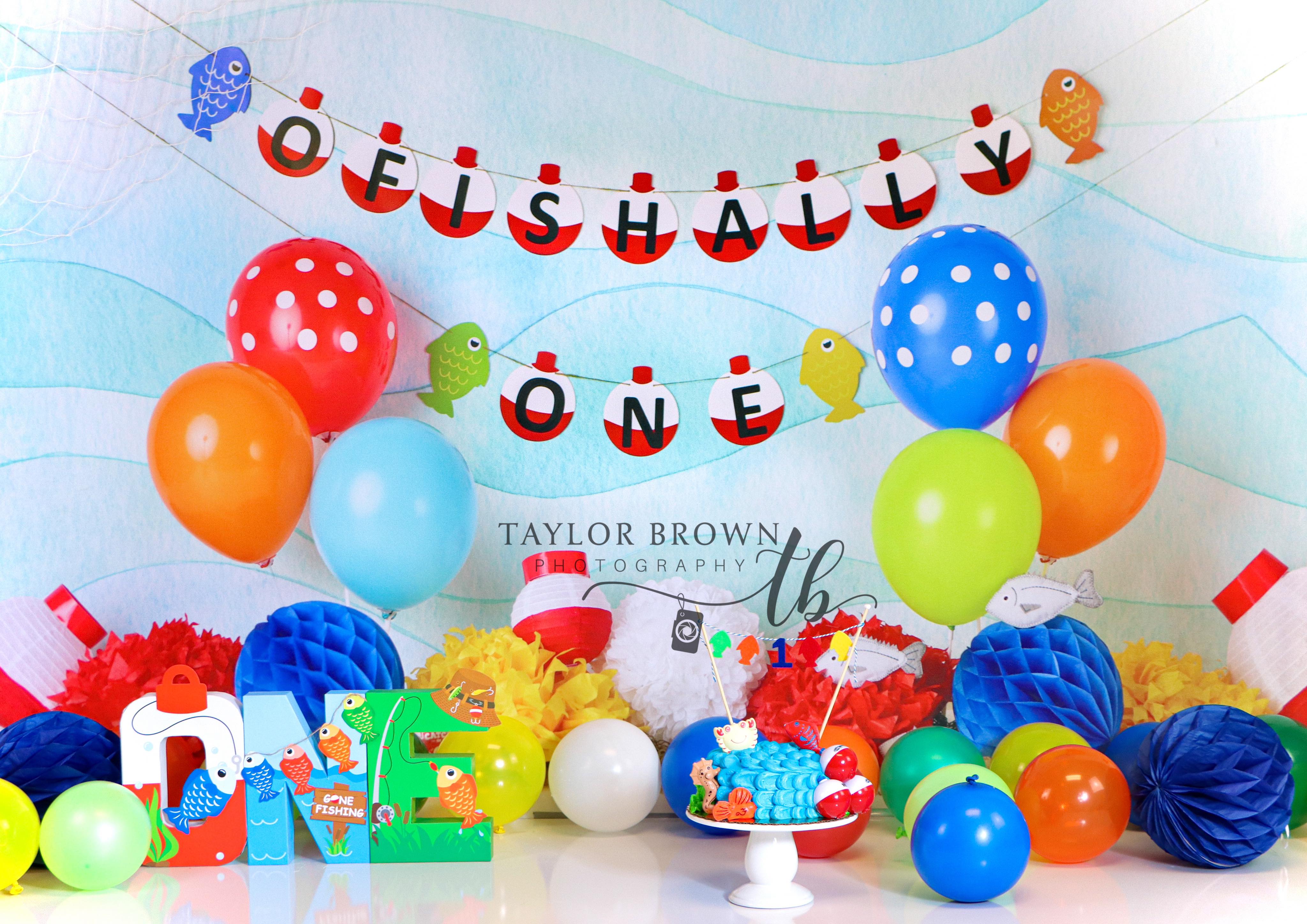 Kate Fishing 1st Birthday Backdrop Designed by Mandy Ringe Photography -UK