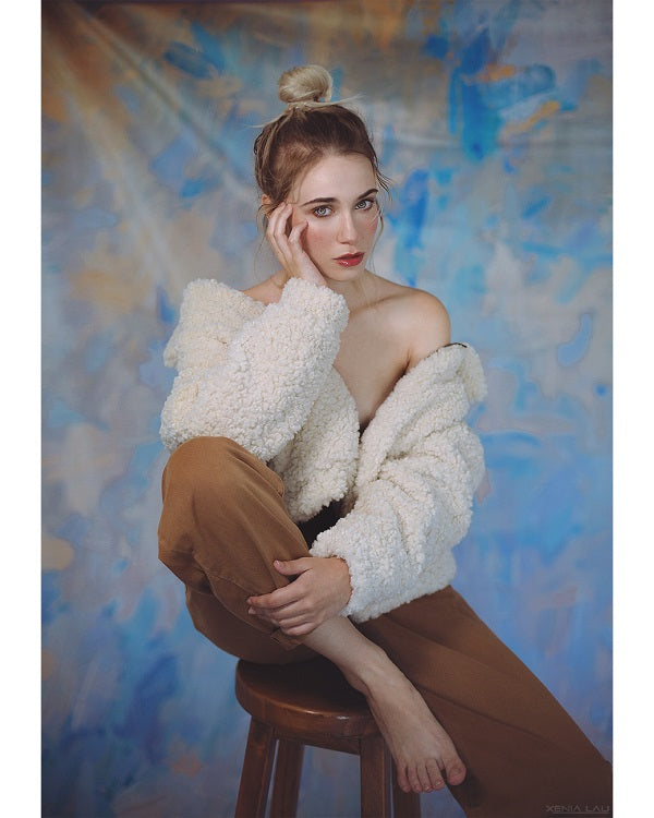 Kate Oil Painting Orange and Blue Warm color Abstract Backdrop for Photography -UK