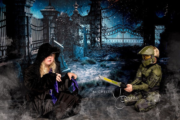 Kate Halloween Star Night Grave Scene Backdrop for Photography - Kate backdrop UK