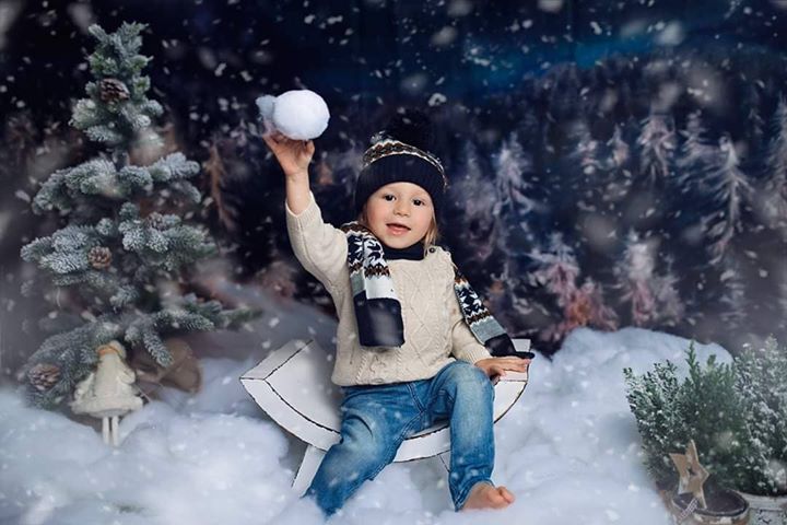 Kate Winter Dream Christmas Night Trees Backdrop for Photography Designed By Jerry_Sina -UK