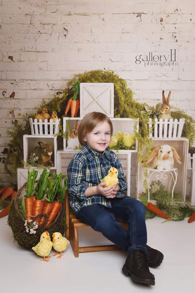Kate Easter Bunnies with Brick Backdrop Designed By Mandy Ringe Photography -UK
