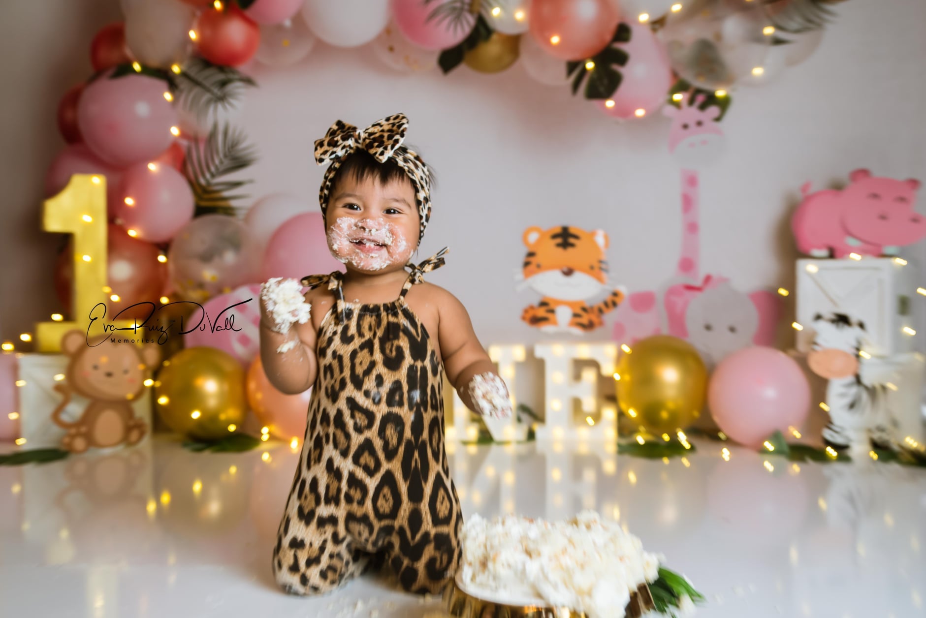 Kate Pink Safari Balloons Birthday Backdrop Designed by Megan Leigh Photography -UK