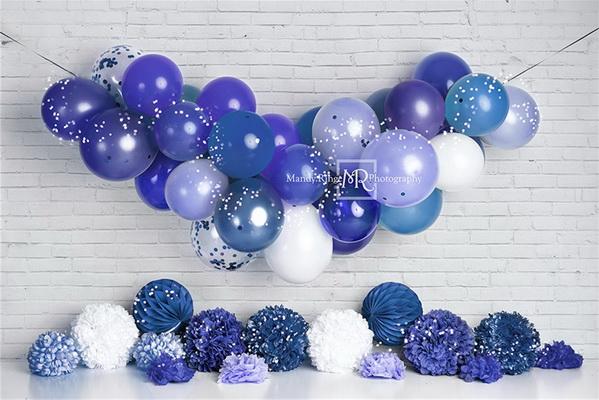 Kate Blue Birthday Balloon Garland Backdrop Designed by Mandy Ringe Photography -UK