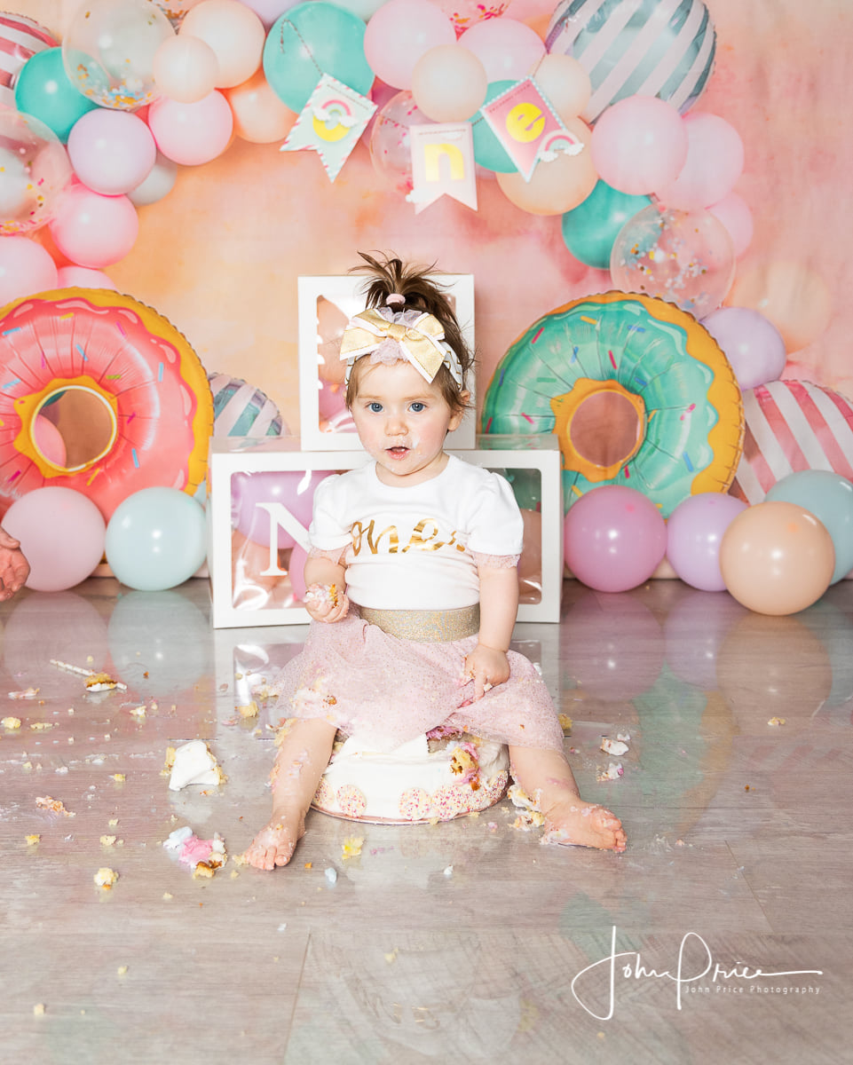 Kate Children Cake Smash Donut Balloons Backdrop Designed by Emetselch -UK