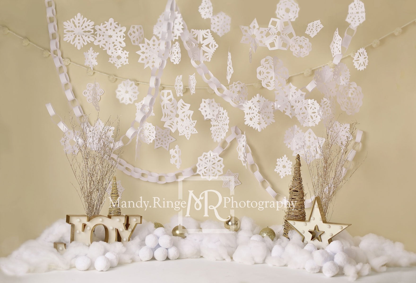 Kate Paper Snowflakes Winter Joy Birthday Backdrop for Photography Designed by Mandy Ringe Photography -UK
