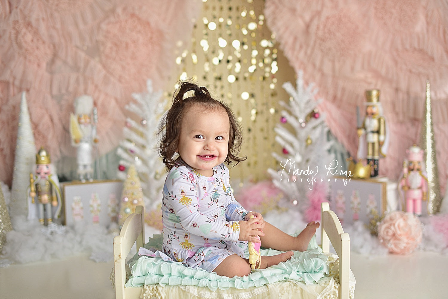 Kate Pink Gold Nutcrackers Christmas Backdrop Designed By Mandy Ringe Photography -UK