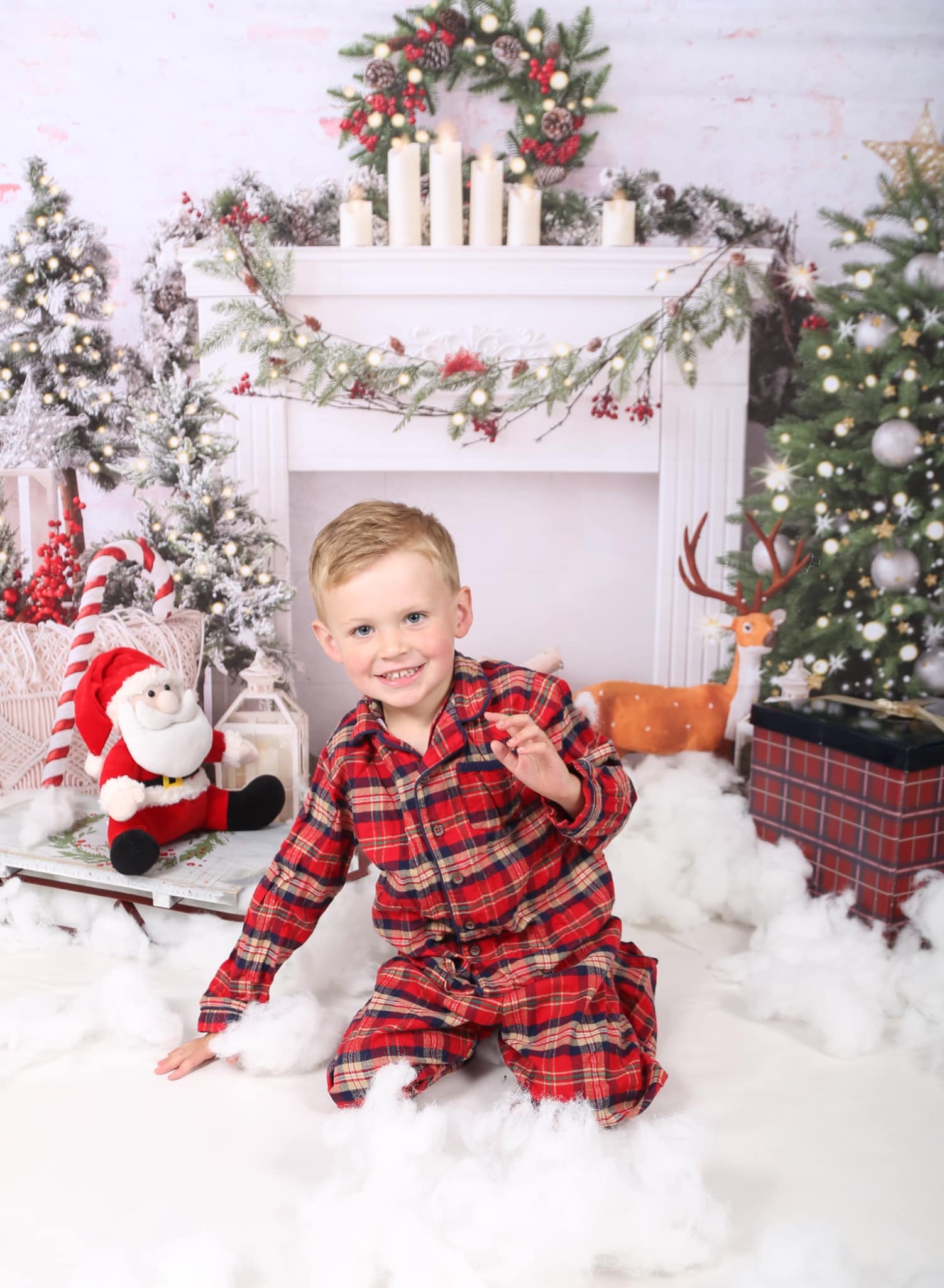 Kate Christmas Boho Fireplace Elk Backdrop Designed by Emetselch -UK