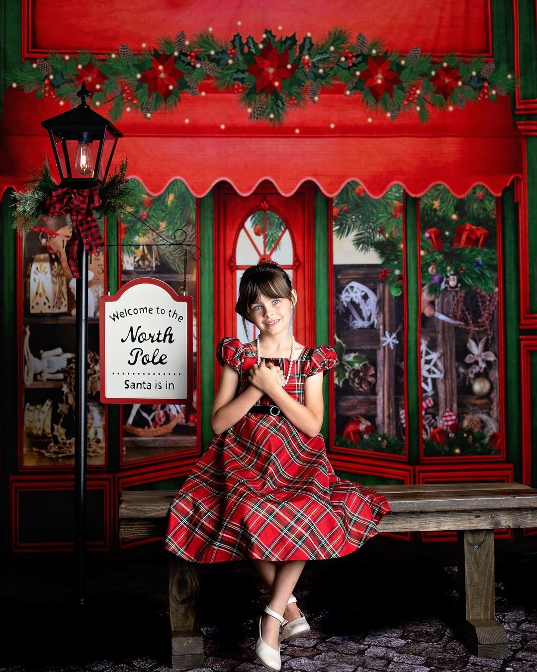 Kate Merry Christmas Shop Front Backdrop for Photography -UK