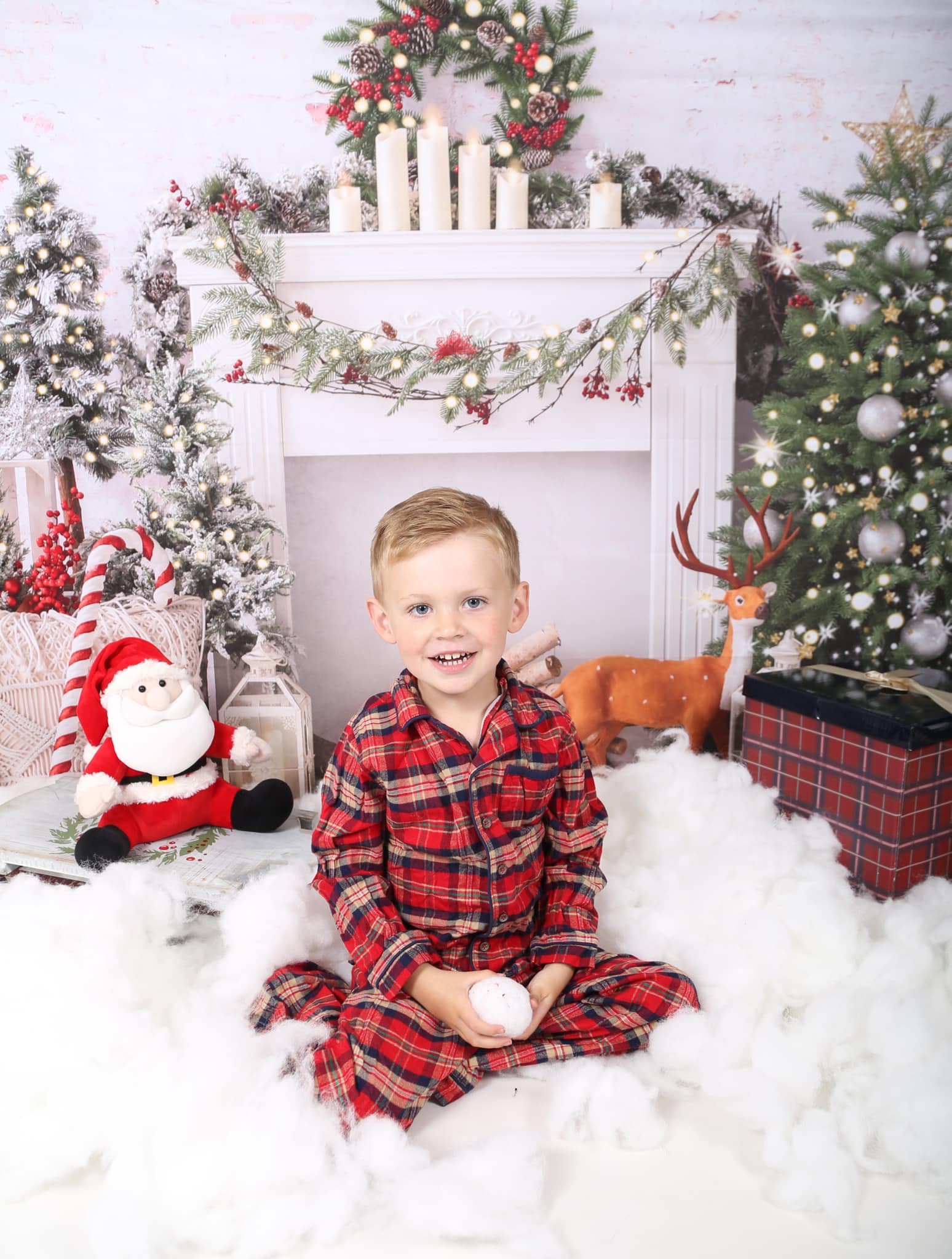 Kate Christmas Boho Fireplace Elk Backdrop Designed by Emetselch -UK