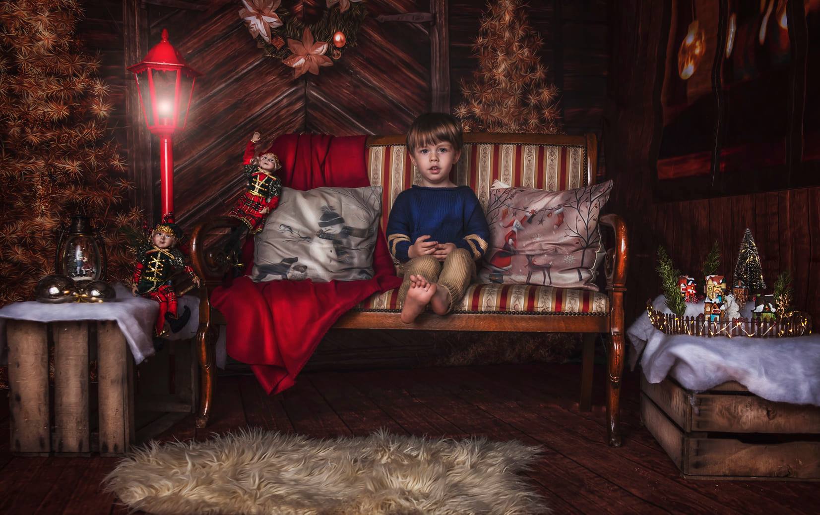 Kate Christmas Trees Wood Indoor Backdrop Room Set -UK