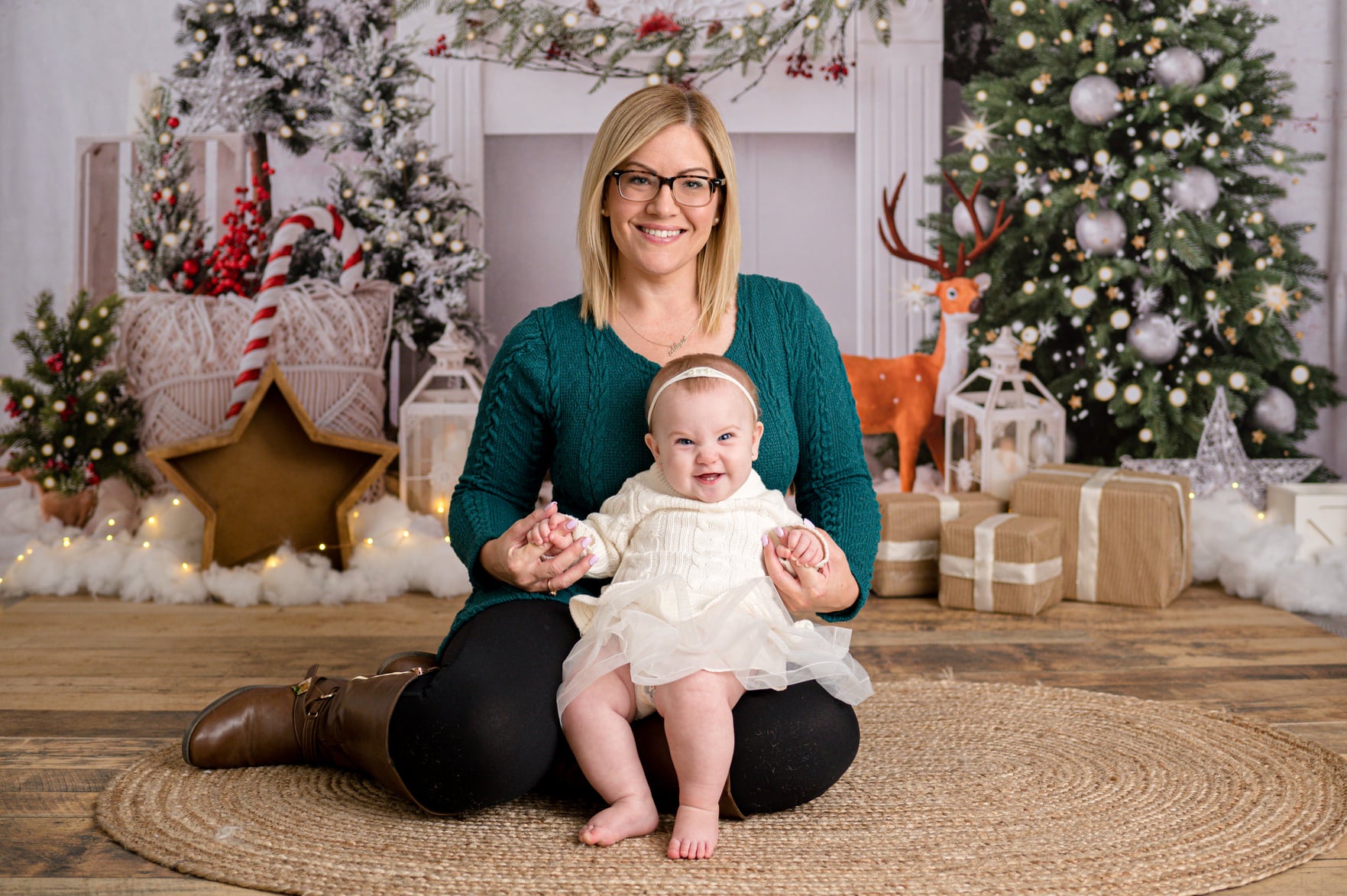 Kate Christmas Boho Fireplace Elk Backdrop Designed by Emetselch -UK