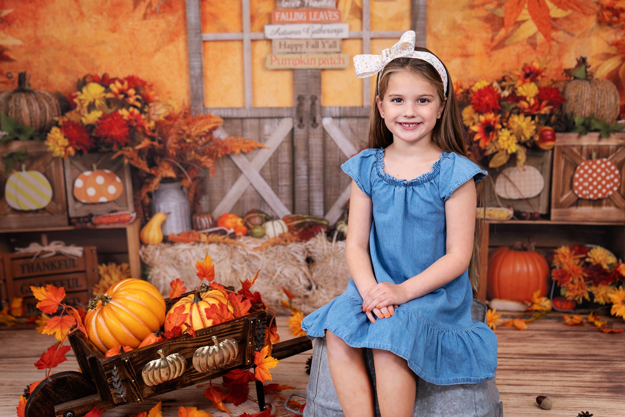 Kate Autumn Leaves with Pumpkins Thanksgiving Backdrop -UK