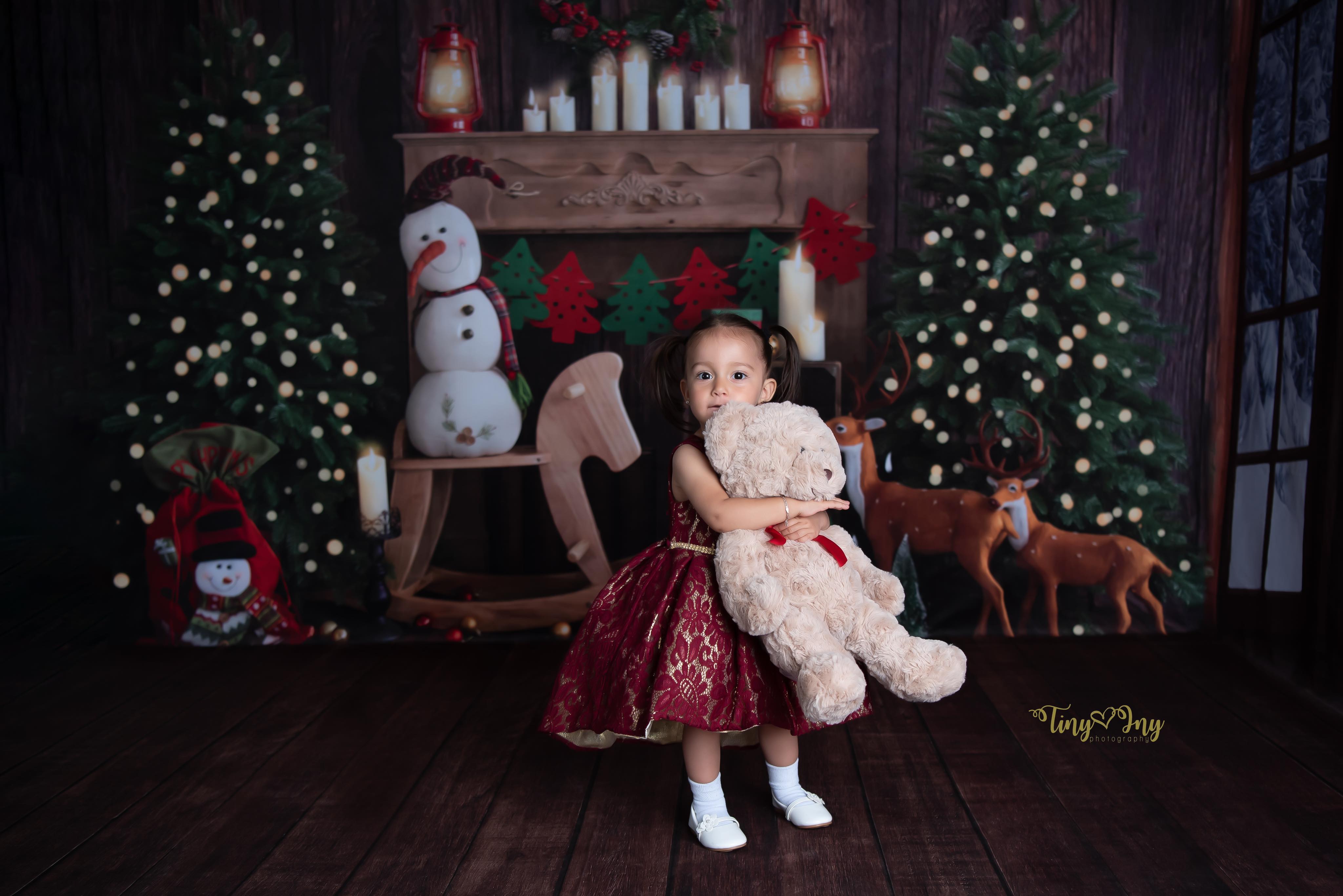Kate Christmas Room with Elk Snowman Decorations Backdrop Designed by Emetselch -UK