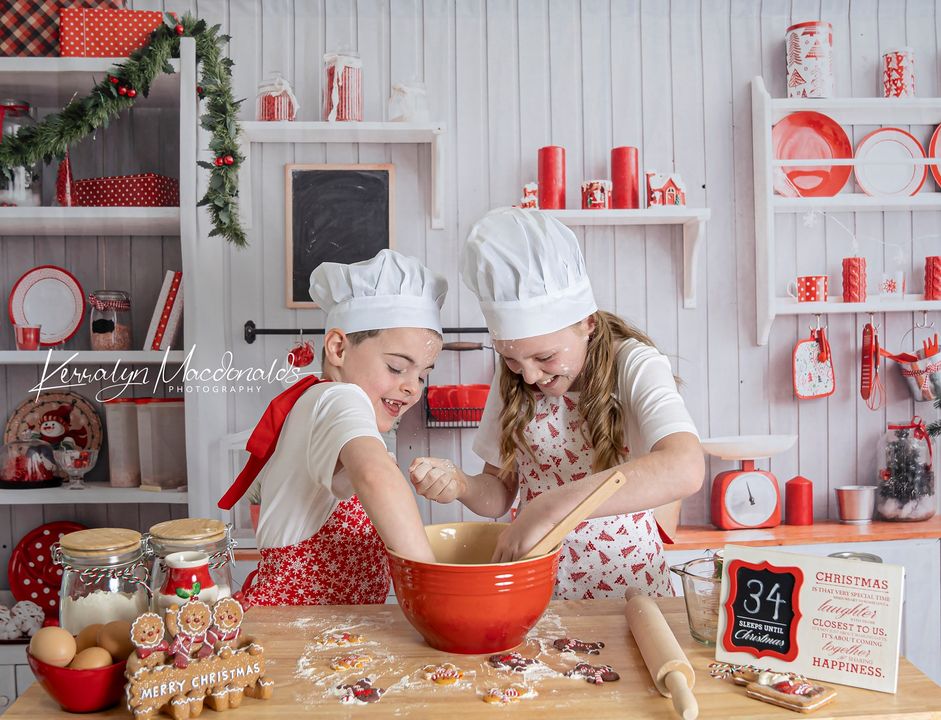 Kate Christmas Kitchen Backdrop White Wall for Photography -UK