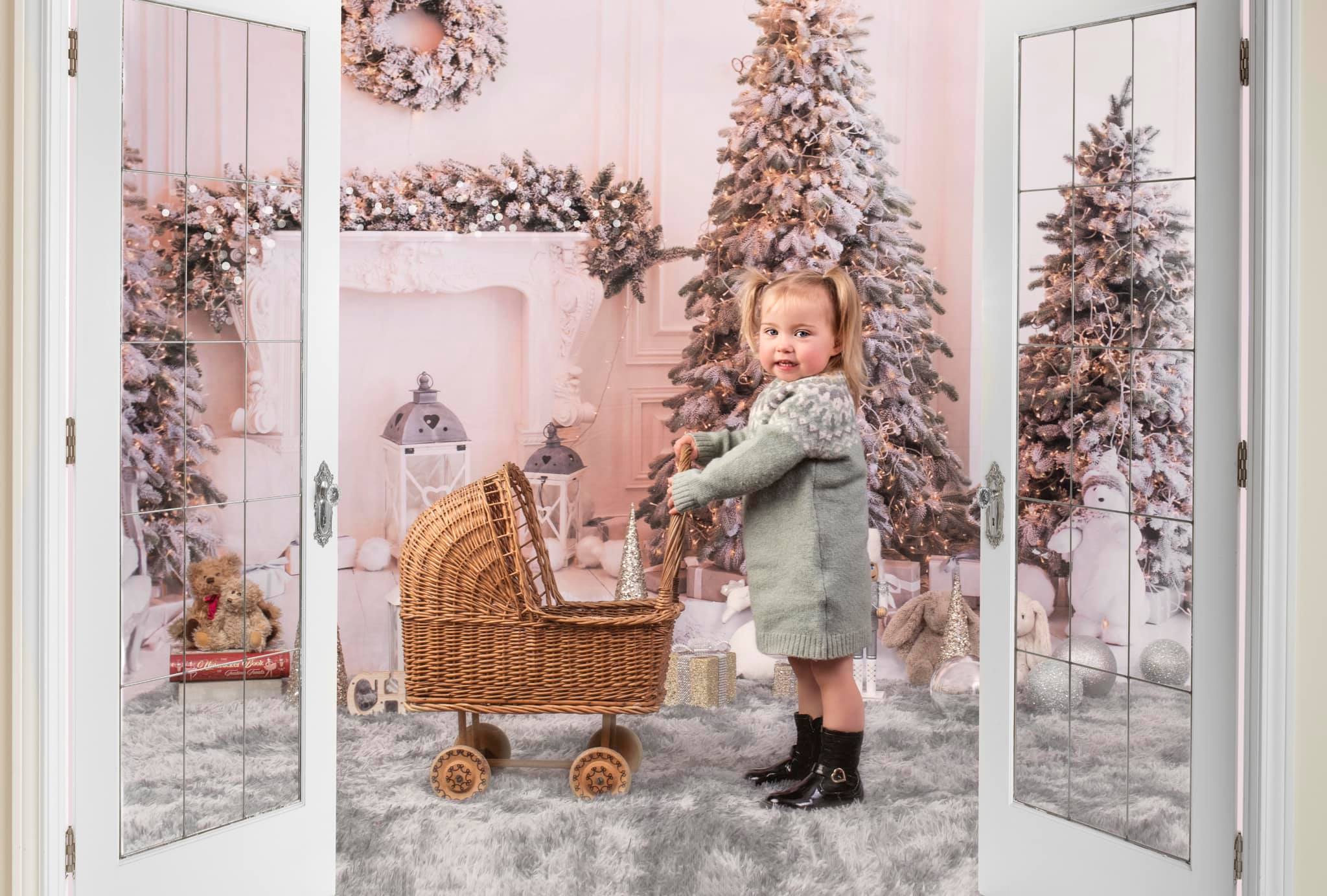 Kate Christmas Trees Bear White Backdrop for Photography -UK