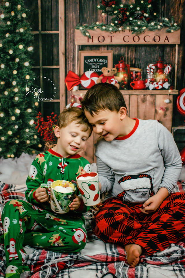 Kate Christmas Hot Cocoa Wooden Winter Backdrop Designed by Emetselch -UK