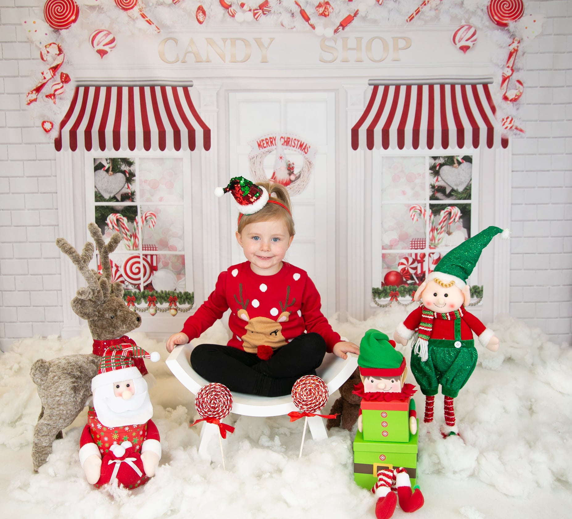Kate Christmas Candy Shop Children Backdrop for Photography -UK