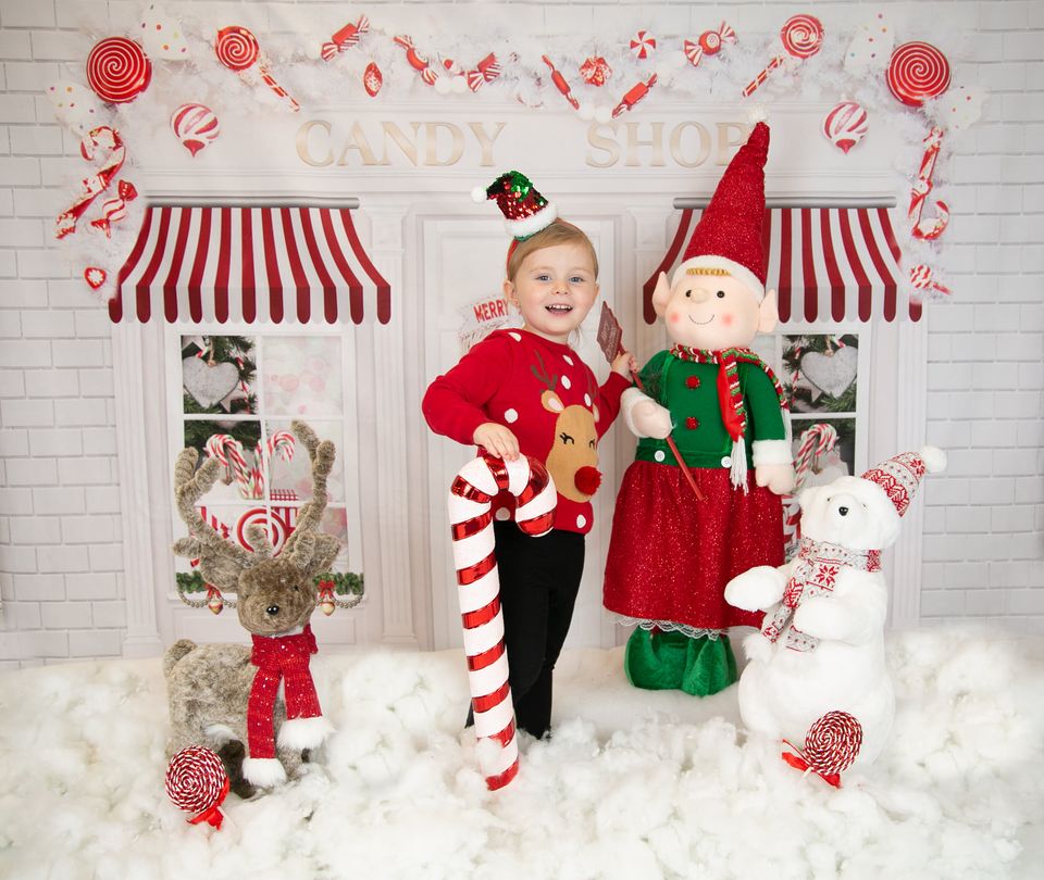 Kate Christmas Candy Shop Children Backdrop for Photography -UK