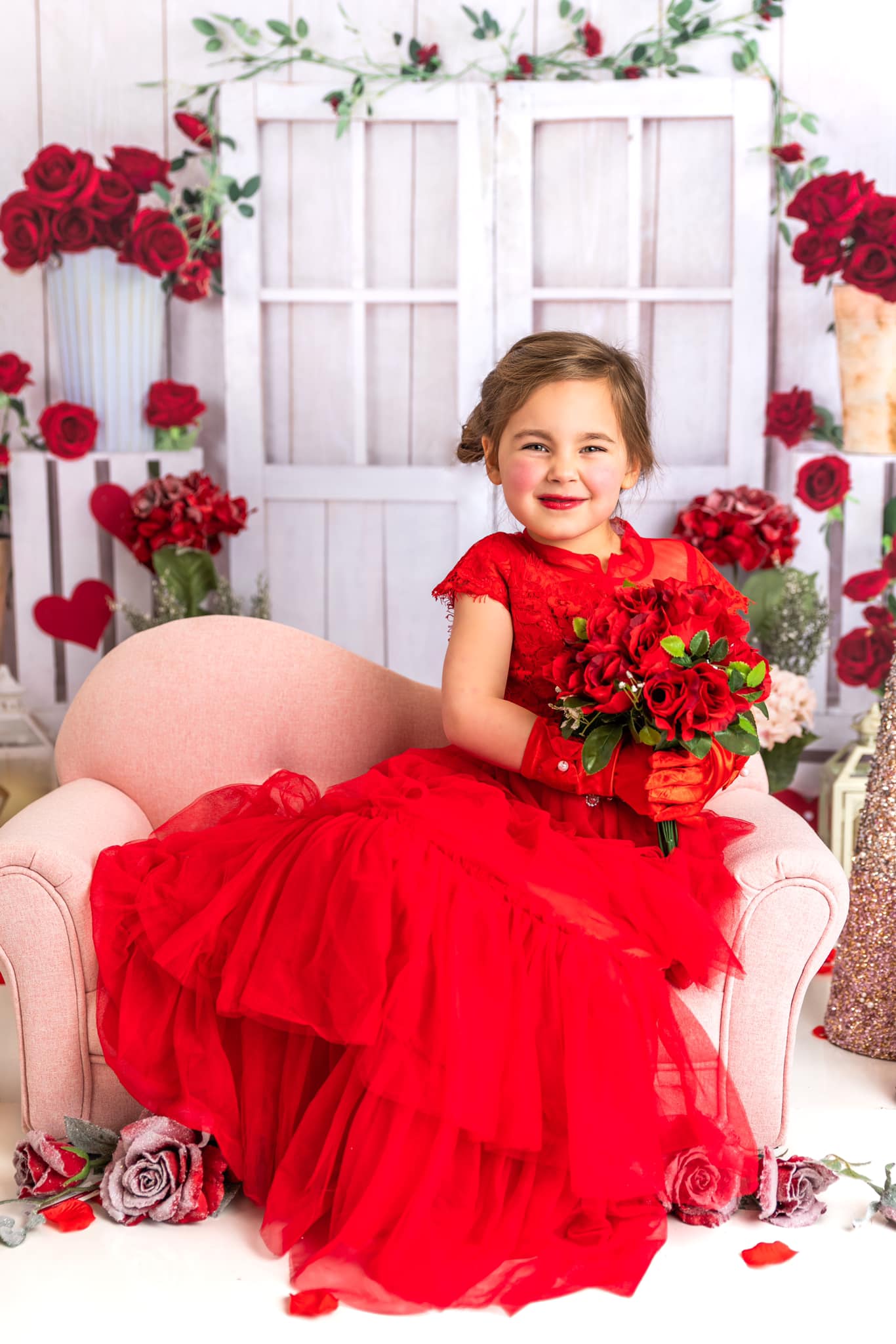 Kate Valentine's Day Roses White Wooden Backdrop Designed by Emetselch -UK