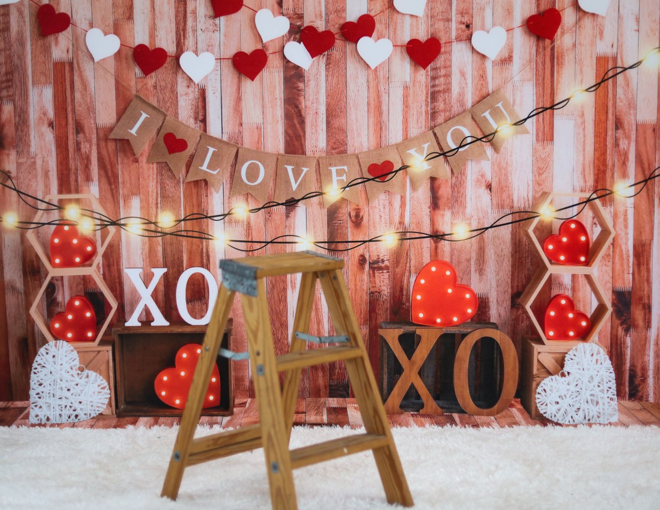 Kate Valentine's day Backdrop Light Love Heart Designed by Emetselch -UK
