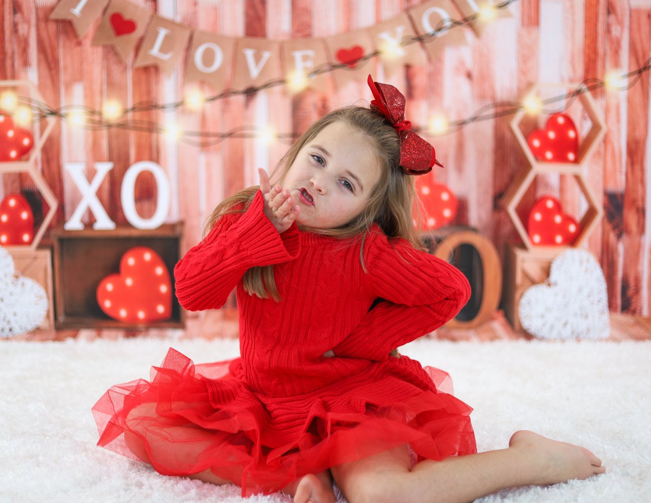 Kate Valentine's day Backdrop Light Love Heart Designed by Emetselch -UK