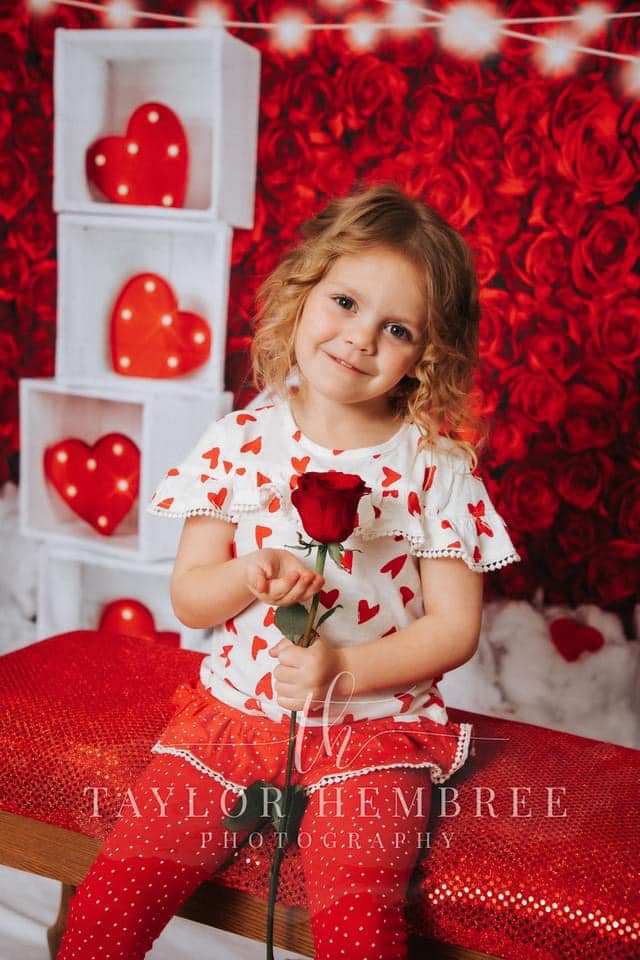 Kate Valentine's Day Roses Wall Xoxo Backdrop for photography -UK